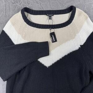 Express Sweater Women's M Black White NWT Chevron Oversized